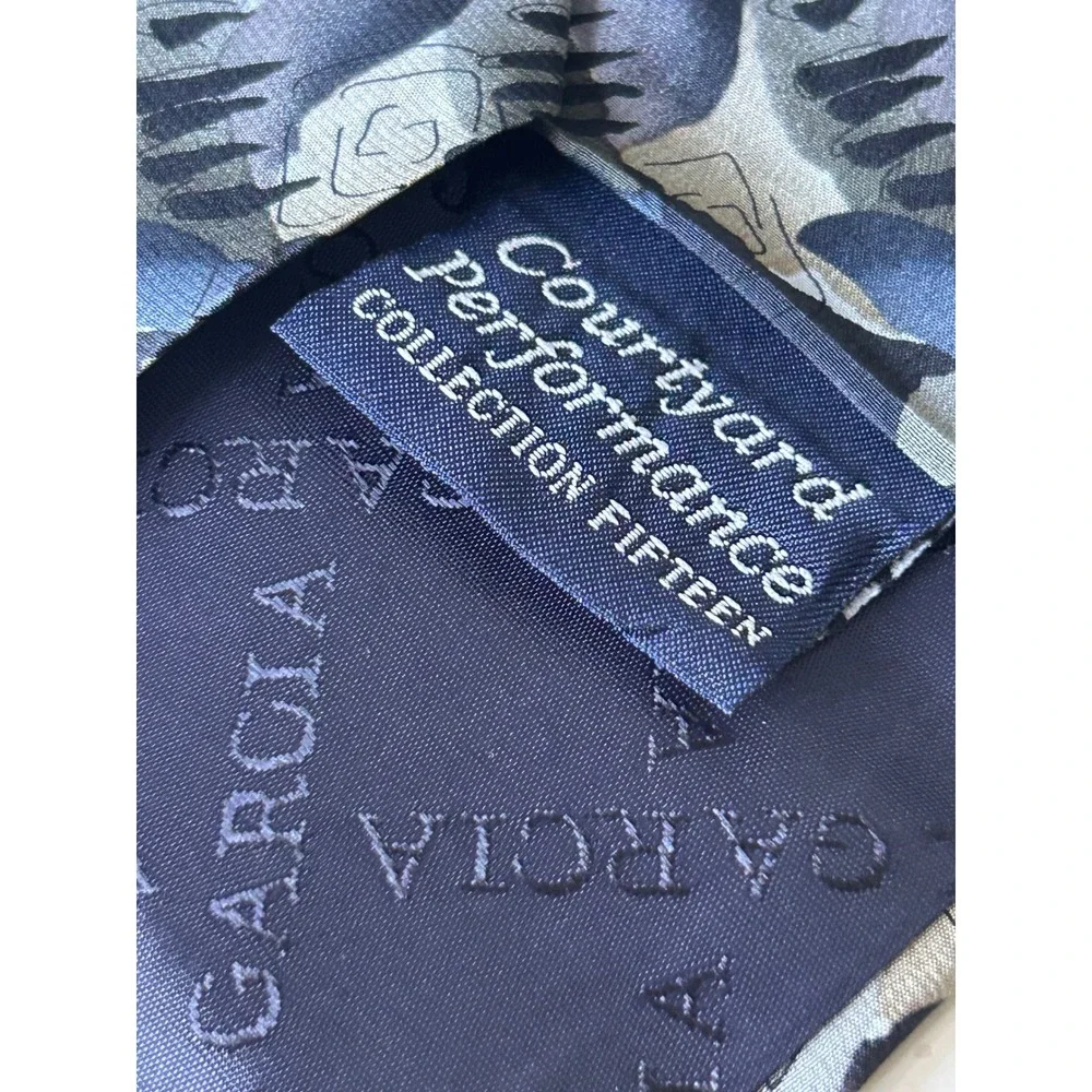 J. Garcia Men Silk Tie Courtyard Performance Collection 15 Abstract Grey 1996